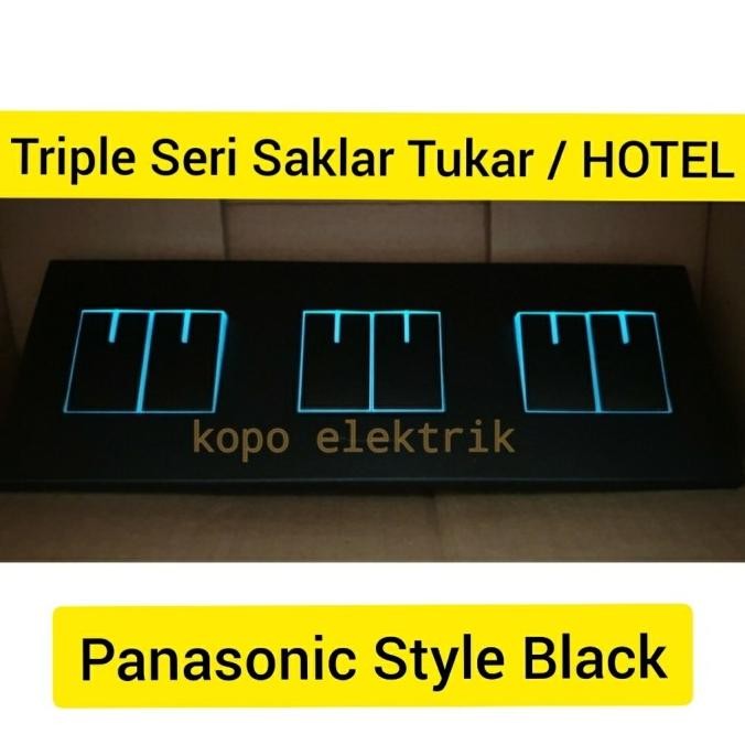 Terjangkau Panasonic Style Black Hotel Triple Saklar Seri Saklar 2 Arah Hitam