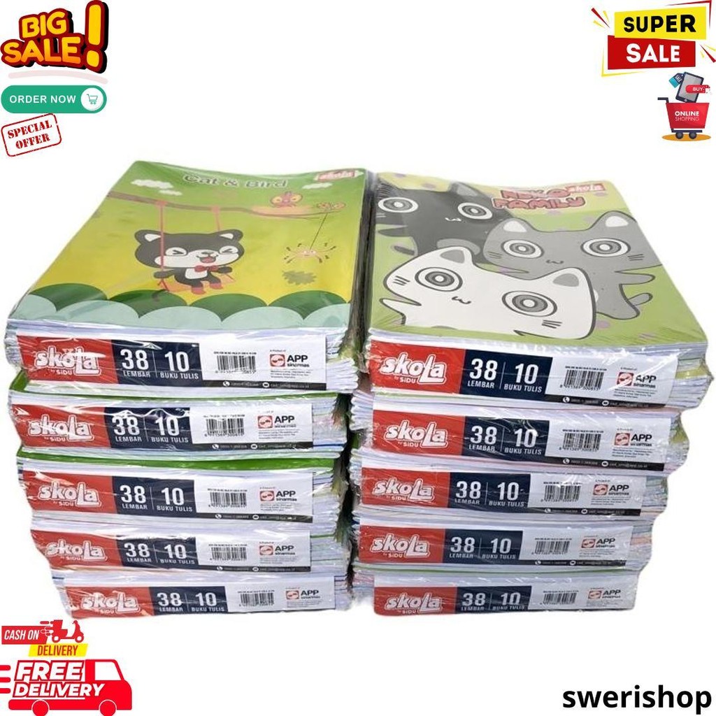 

Buku Tulis Sidu Skola 38 Lembar Murah / Buku Sekolah 1 Pak Isi 10 Buku D Promo 4.4