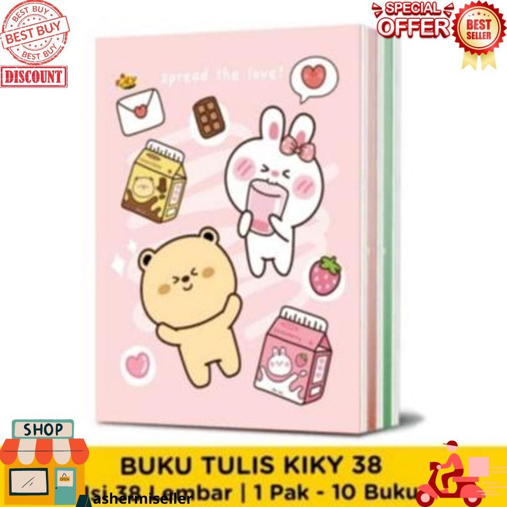 

(10 Buku) Buku Tulis Sekolah 38 Lembar Kiky / Buku Okey Garis Isi 1 Pack D Termurah