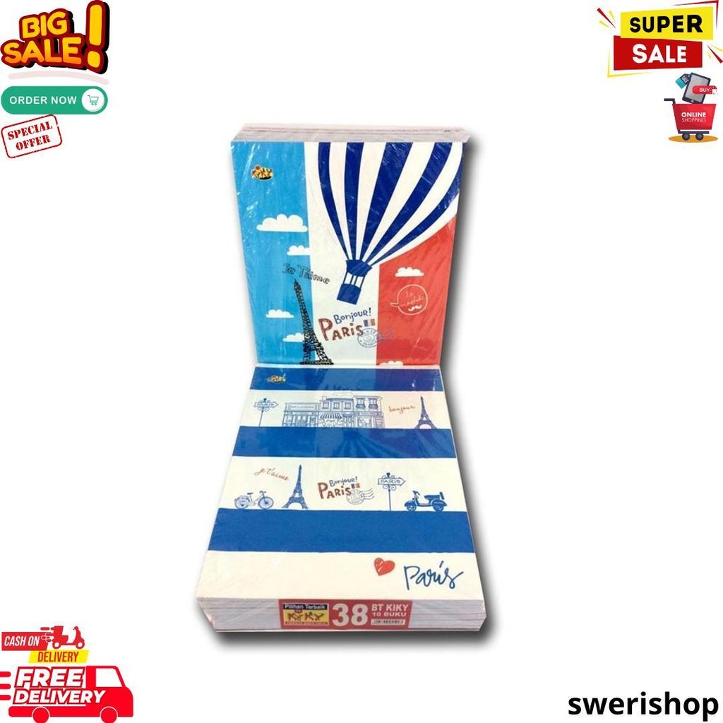 

Buku Tulis Kiky 38 Lembar Polos Garis Kwarto Random Cover - 1 Pak ( 10 Pcs ) D Promo Puncak
