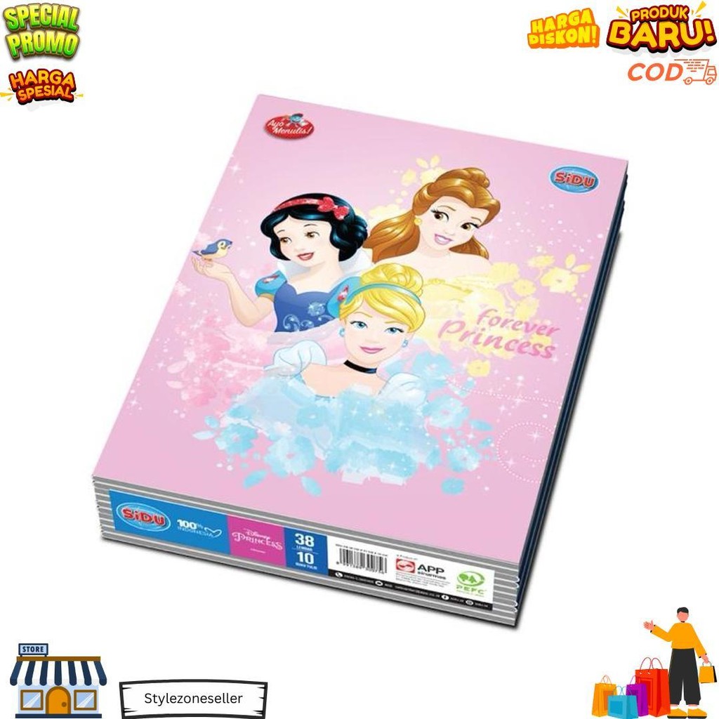 

10 Buku - Sidu Buku Tulis Disney Princess 38 Lembar D Promo 4.4