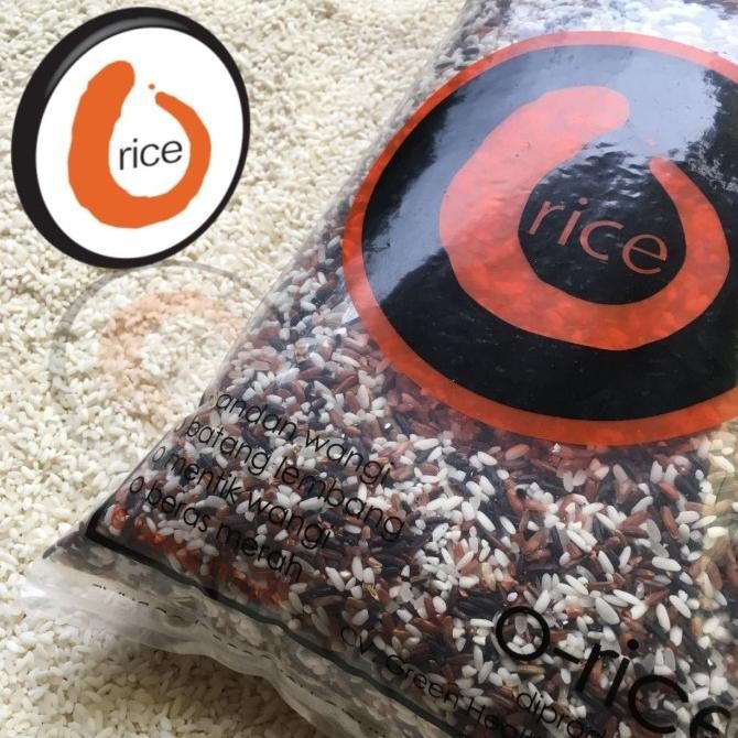 

Baru Beras Organik O-Rice mix (putih, hitam,coklat,merah) 1Kg