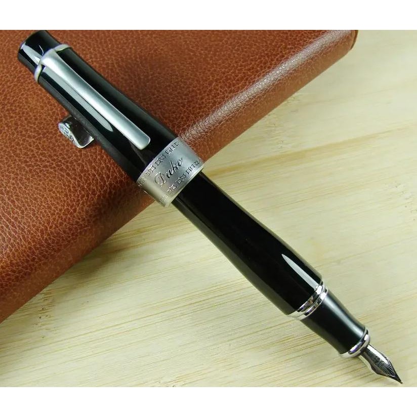 

Duke 2009 Black Fountain Pen Memory Charlie-Chaplin Big Size Unique Style, Medium / Bent Nib Heavy Business Office Writing Pen