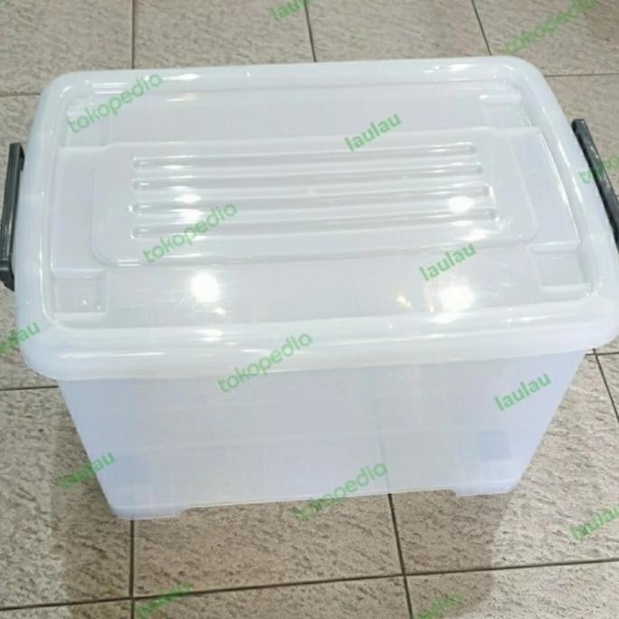 Box Container Ezy CB 45 Liter Roda Bening Rak Susun Kualitas Shinpo