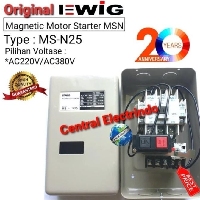 Magnetic Motor Starter Ewig Msn-25 220Vac/380Vac