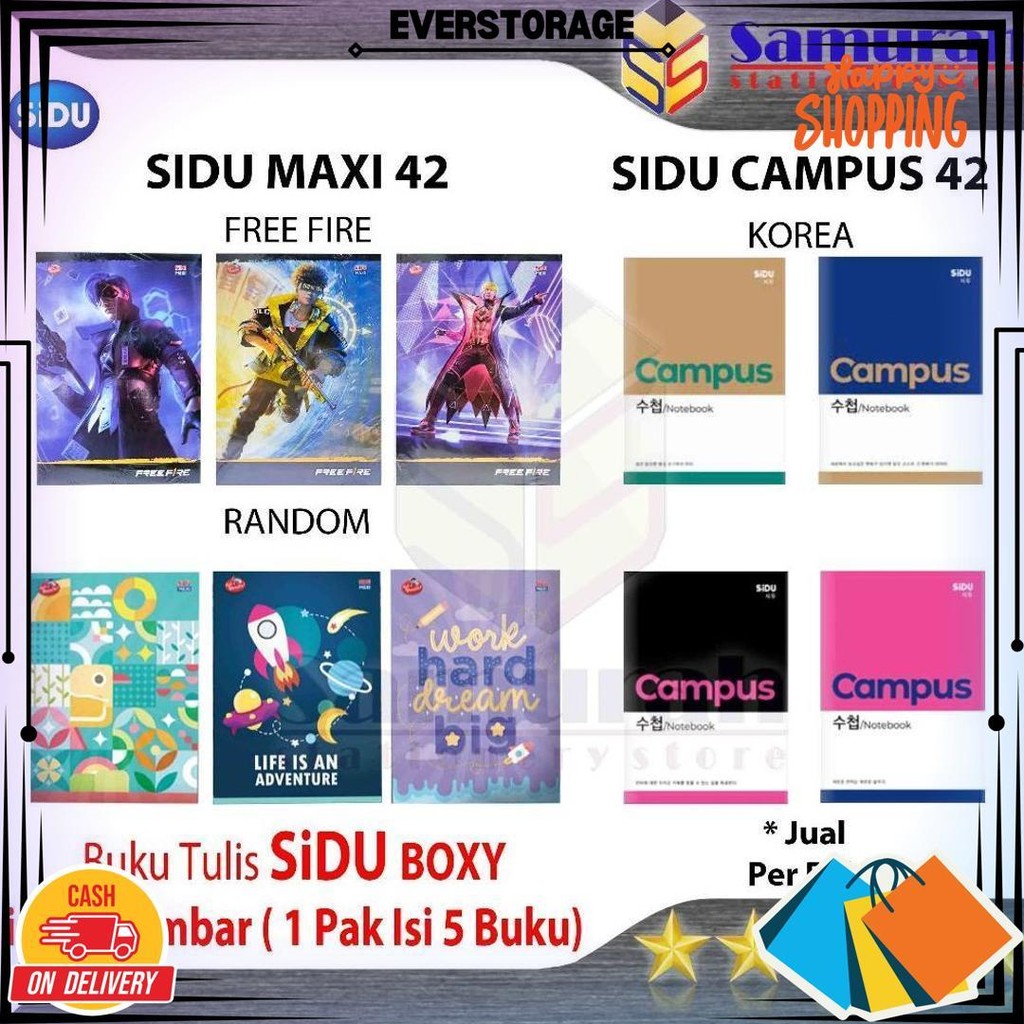 

Buku Tulis Sidu Maxi 42 Lembar / Sidu Campus Korea Besar Isi 42 Lbr Ukuran Boxy / B5 Campuss / 1 Pak - 5 Buku D Best Seller