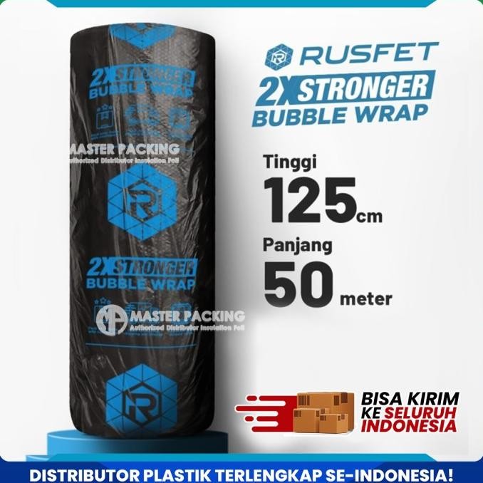 

tersedia plastik bubble wrap roll hitam 125cm x 50m super tebal rusfet dkm+