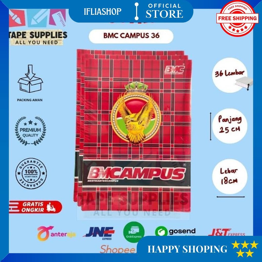 

(10 Pcs) Buku Tulis Bmc Kampus 36 Lembar / Buku Tulis Murah D Terlaris