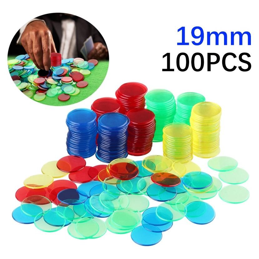 [original] 100pcs chip/koin poker bahan plastik 24mm untuk bermain bingo/game keluarga minicart mahj