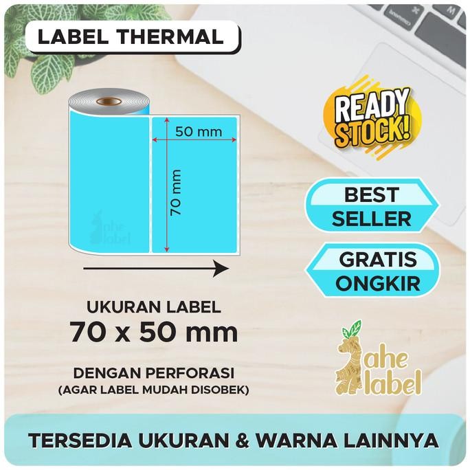 

label stiker direct thermal 70 x 50 blue murah