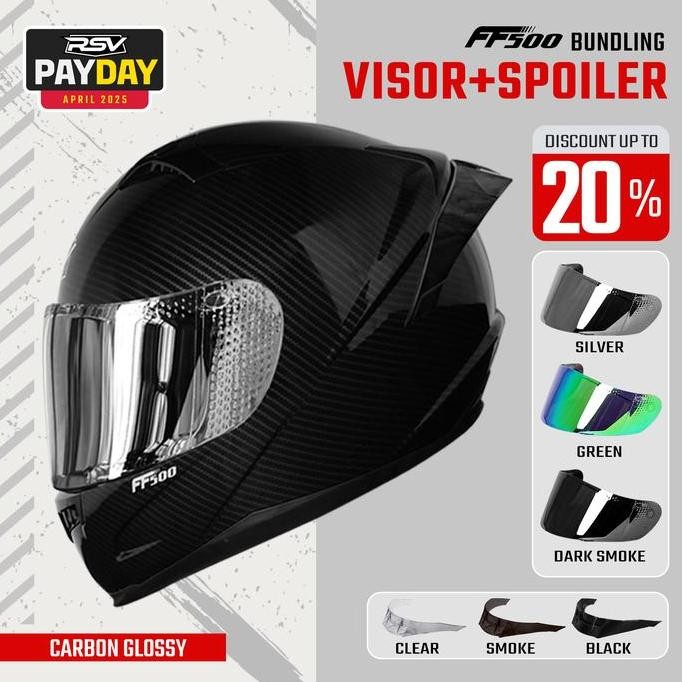 HELM RSV FF500 CARBON GLOSSY  PAKET GANTENG - Full Face Motorcycle