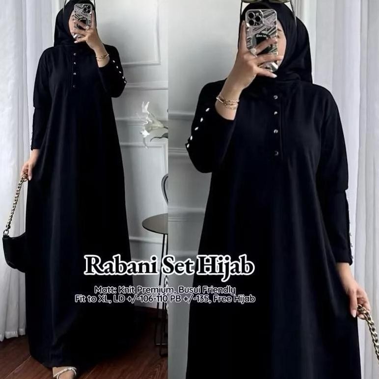 Free Hijab Rabani Gamis Set Hijab Knit Premium Fit To Xl 2In1 Gamis + Hijab // Rabani Gamis Set Hija
