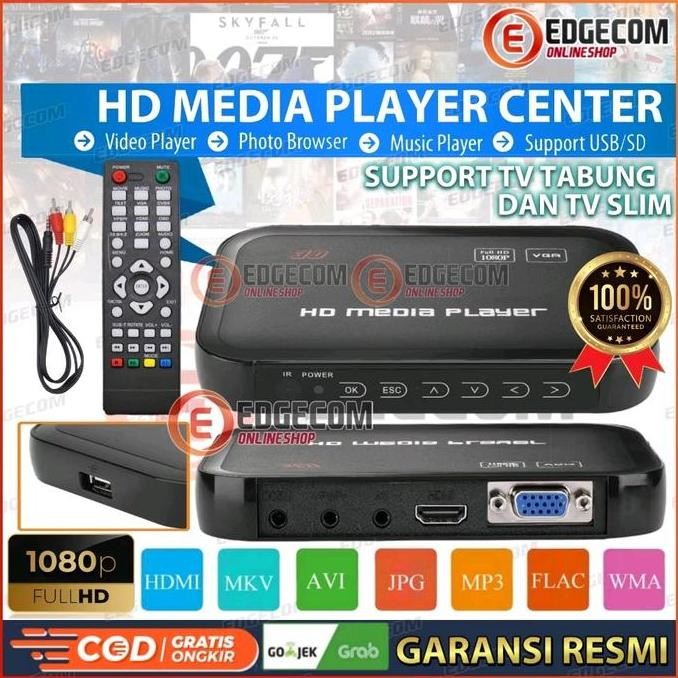 TERBARU - HDMI Media Player Full HD 1080P Pemutar Video, MP3, Photo HDMI RCA TV tabung / LCD flash d