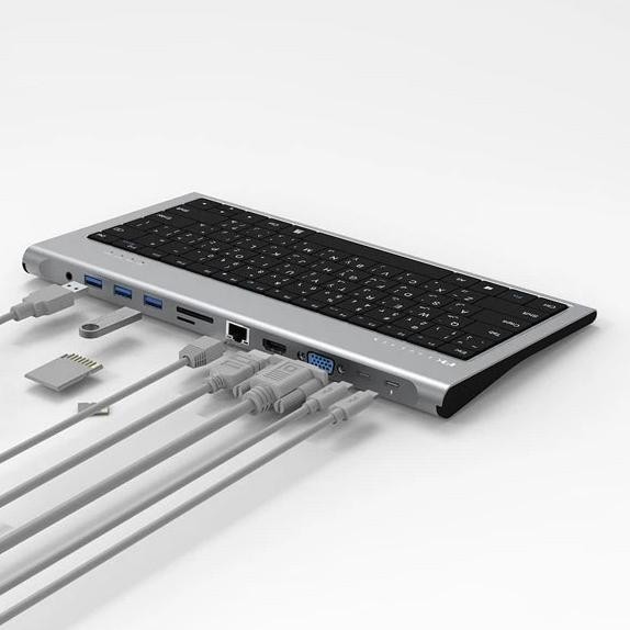 TERMURAH - FEELTEK Usb C OTG Hub Keyboard 11 in 1 Hub HDMI 4K VGA RJ45 100W PD