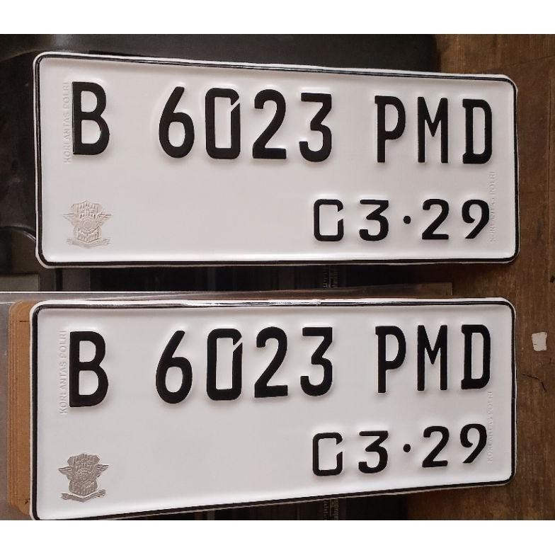 Cetak Plat Motor Putih Font Baru