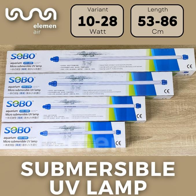 Lampu UV SOBO UV Submersible Lamp Ultraviolet Ultra Violet Lamp UVC 10 Watt 15 Watt 21 Watt 28 Watt 