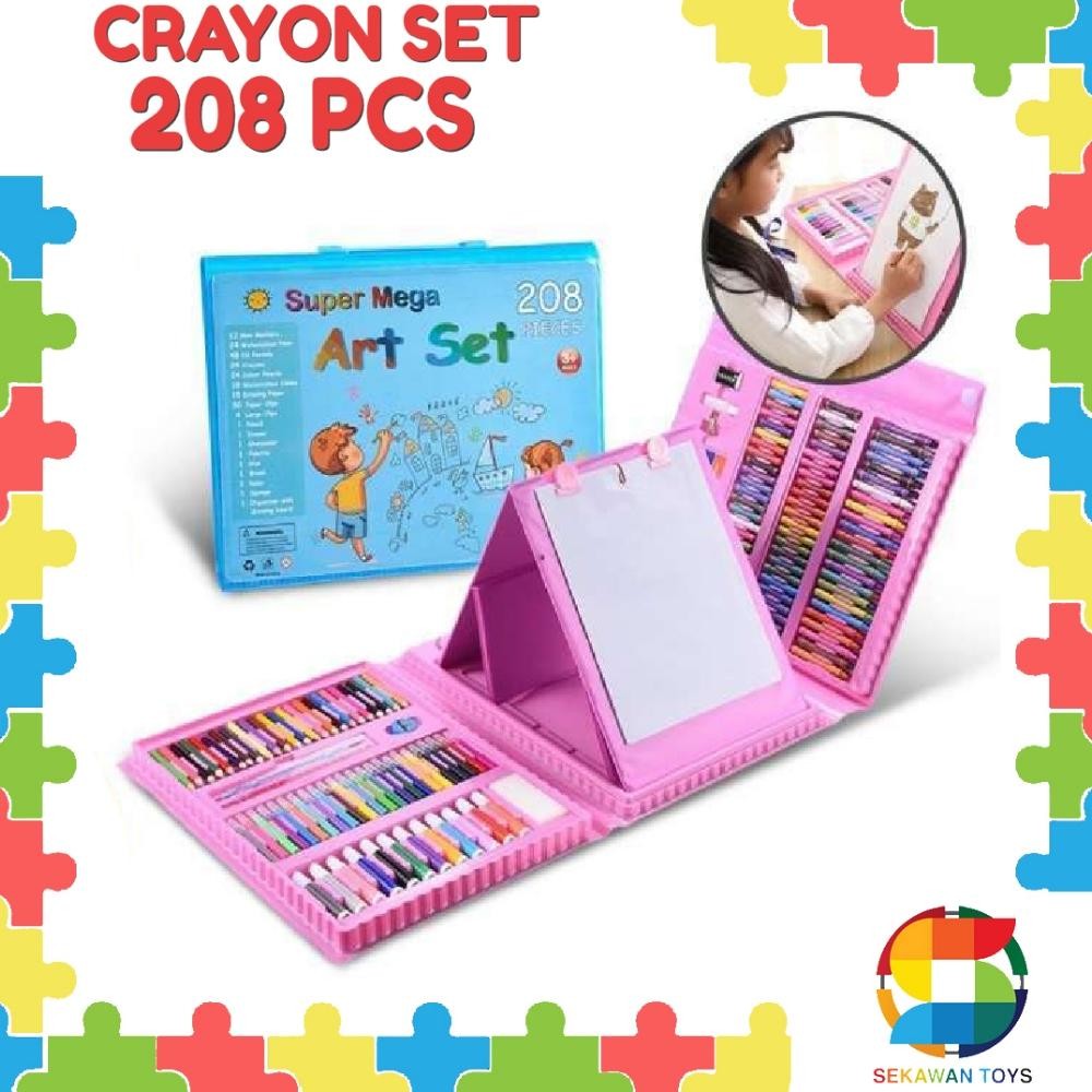 

H-4 Fb-43 Crayon Art Set Colouring Box/ Krayon Lengkap/ Alat Mewarnai Anak 208 Premium