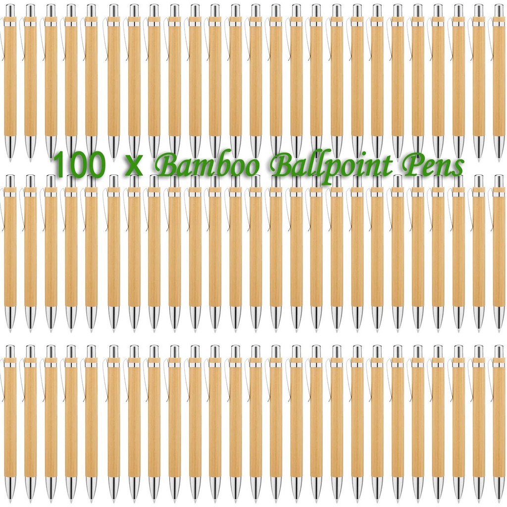 

100Pcs Bamboo Wood Ballpoint Pen 1.0Mm Bullet Tip Business Signature Ball Pen Office School Wrting Stationery Hot