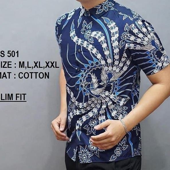 KEMEJA BATIK PRIA SLIM FIT / BAJU BATIK PRIA SLIM FIT LS501 TERMURAH