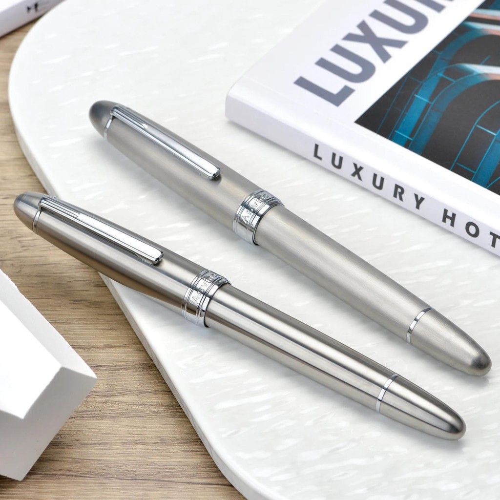 

Asvine J16 Piston Fountain Pen Germany Jowo Ef/F/M/B Nib, Solid Titanium Smooth Writing Office Gift Pen With Wrench