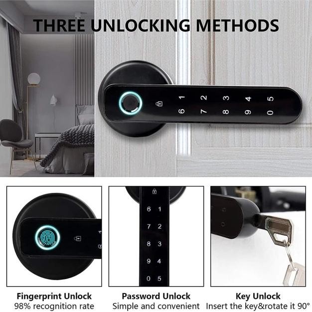 Smart Lock Door Lock Kunci Pintu Rumah Digital Gagang Pintu Sidik Jari