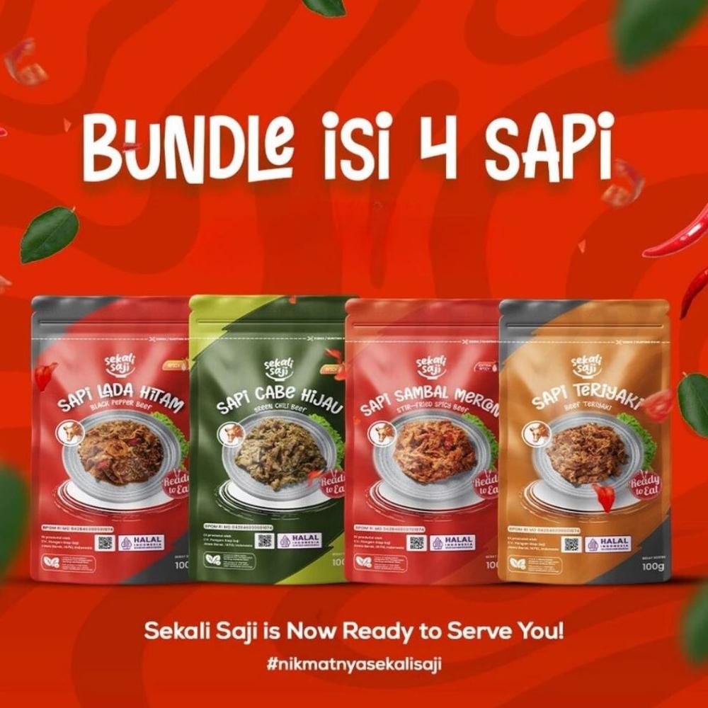 

TERMURAH SEKALI SAJI - Bundling Paket Sapi Isi 4 Lauk Instant 100gr Makanan Siap Saji Lauk Pauk Mateng Halal Siap kirim
