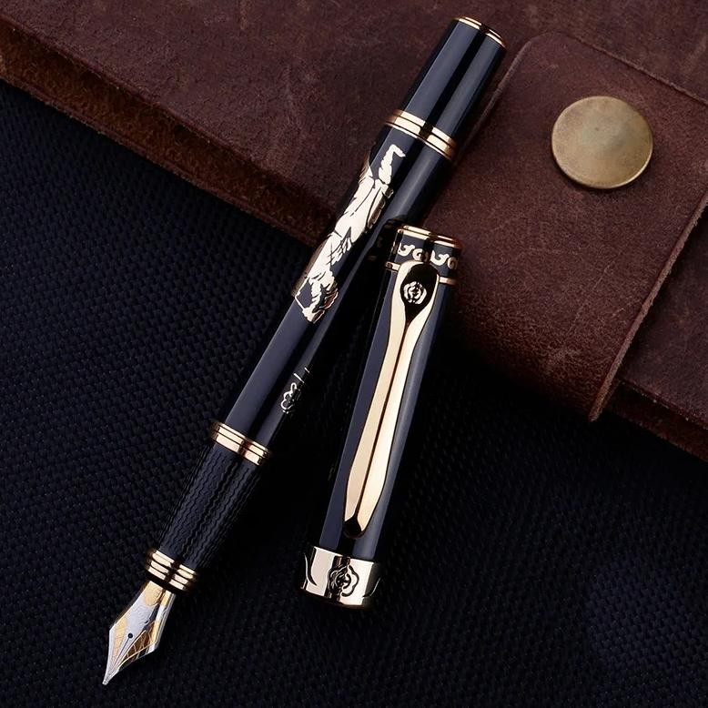 

Luxury Exquisite Fountain Pen 0.5Mm Metal Gift Pens Iridium Nib Gold Trim Business Office Gift Stationery Free Shipping