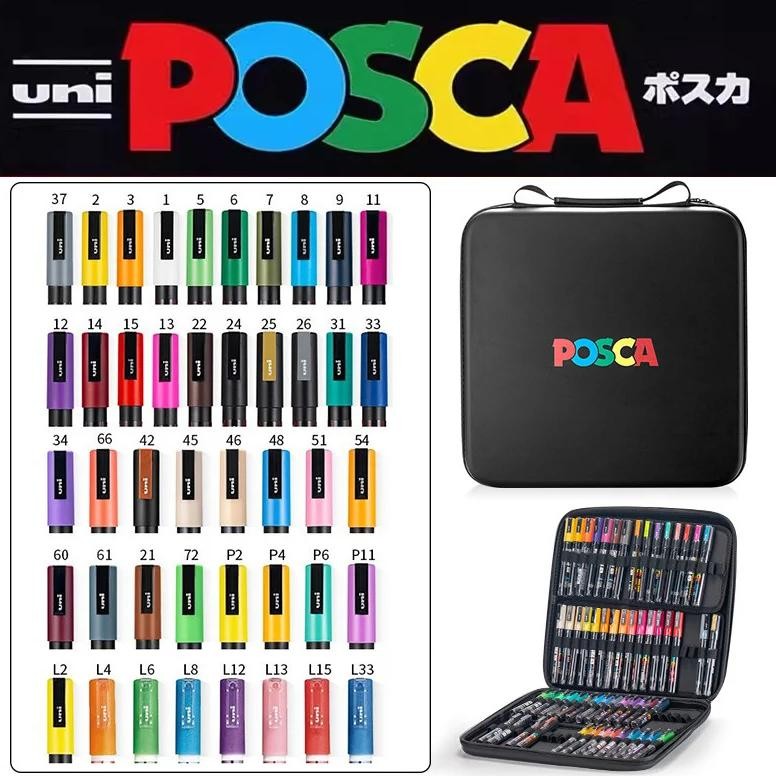 

New Uni Posca Paint Marker Pen Set With Original Posca Gift Bag 36/40/44/47/50/53/60 Colors Pc-1M 3M 5M Painting Graffitti Art
