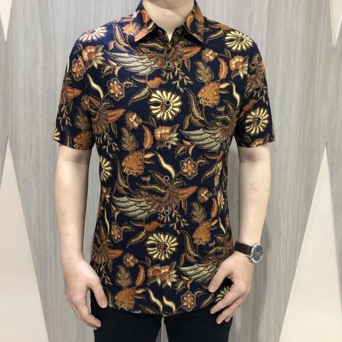[GRIDLINE - S263 ARTISTIC NAVY] KEMEJA BATIK PRIA SLIMFIT KATUN MODERN TERMURAH