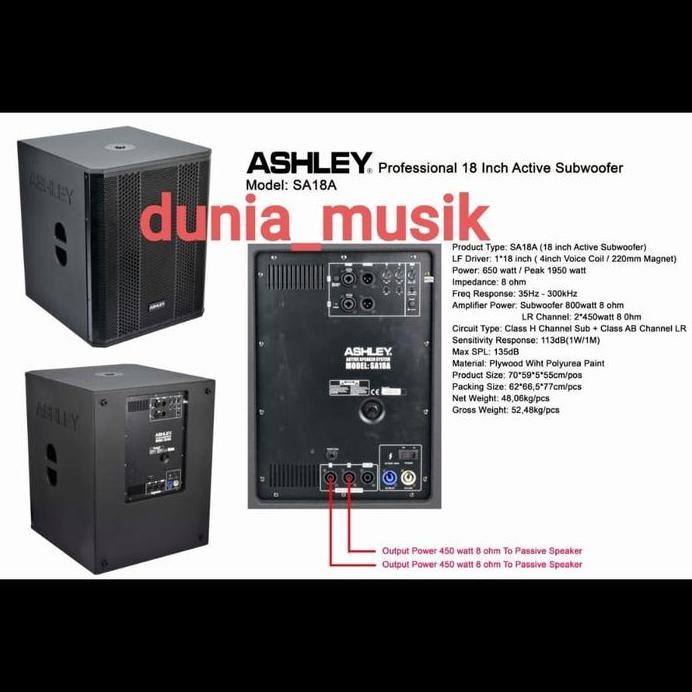 Terlaris Subwofer Aktif Ashley Sa18A 18Inch Original