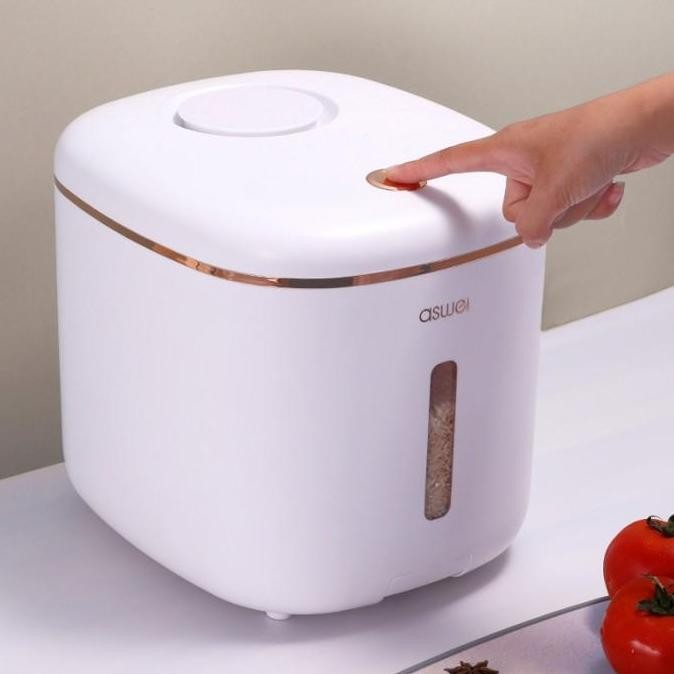 

Ready Tempat Beras Modern Anti Kutu dan Kedap Udara Minimalis 5L - Putih