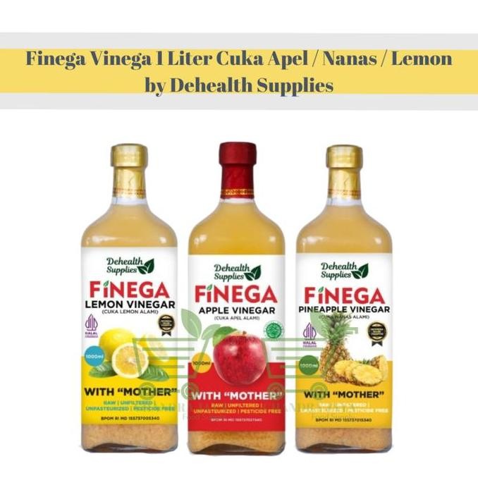 

STOK TERBATAS FINEGA VINEGA 1 LITER CUKA APEL / NANAS / LEMON BY DEHEALTH SUPPLIES
