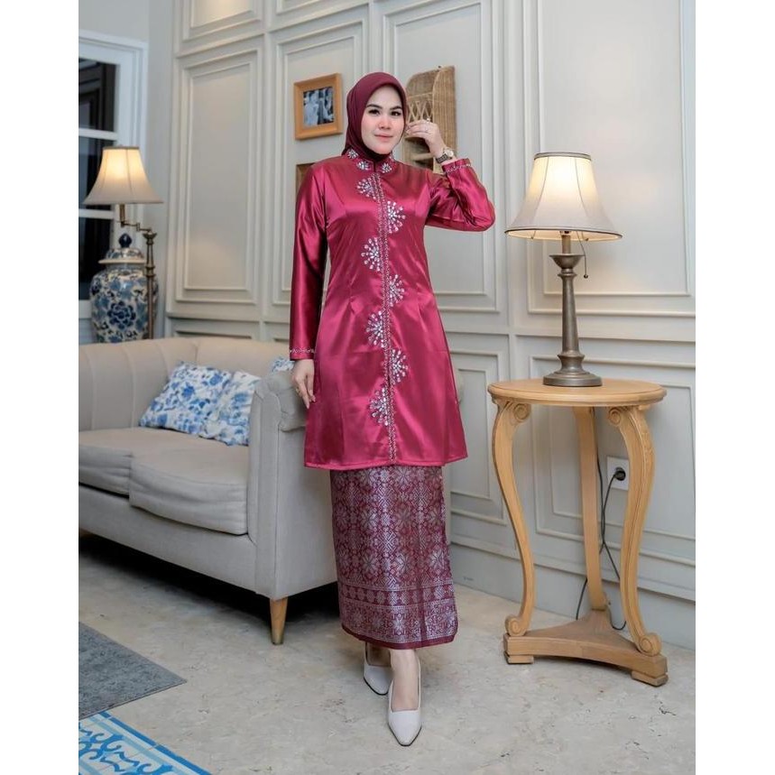 Promo Setelan Taffeta Payet Songket  Modern Terbaru 2024 / Kebaya Baju Kurung 1 Set Lengkap Mewah da