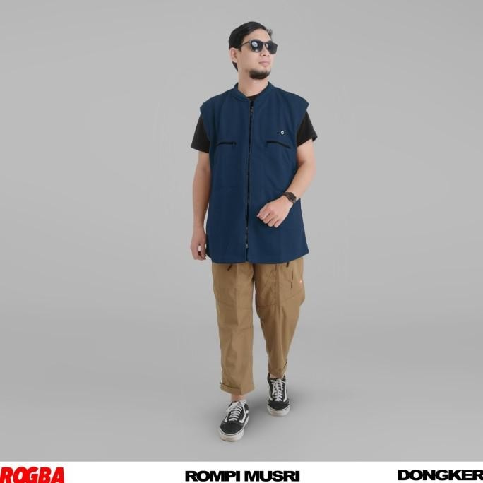 Tersedia Rompi Musri ROGBA Biru Dongker - Vest motor pria muslim tebal, hangat dan panjang untuk rom