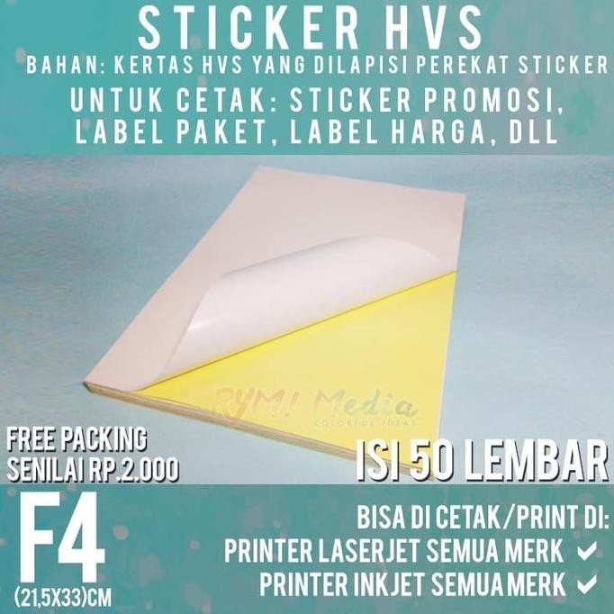 

ready Sticker HVS F4 isi 50 Lembar / Kertas Stiker Inkjet Doff Matte Folio murah