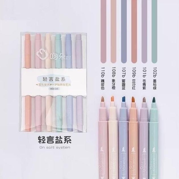 

tyS 1 Set Isi 6 Pcs Highlighter Macaron Color Pastel Aesthetic Highlight Colorful