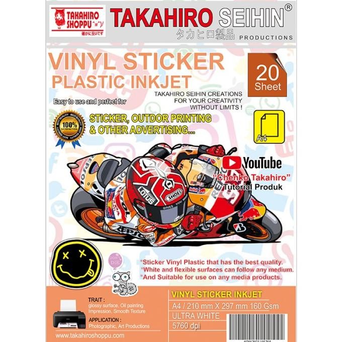 

ready Sticker Vinyl Plastic Inkjet A4 isi 20 murah