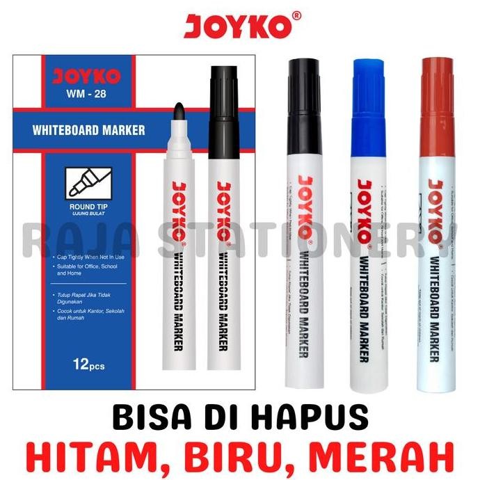 

tyS JOYKO WHITEBOARD MARKER BLACK BLUE RED SPIDOL PAPAN TULIS JOYKO BISA DIHAPUS HITAM BIRU MERAH WM-28 WM-29 WM-30 LUSIN BOX [12PCS]