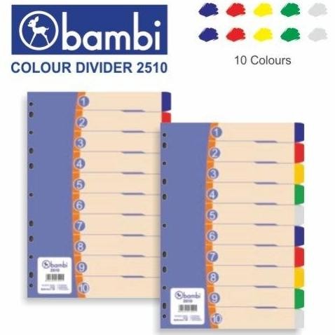 

tyS Bambi Divider Plastik Folio 10 Warna 2510 | Pembatas Binder Plastik F4