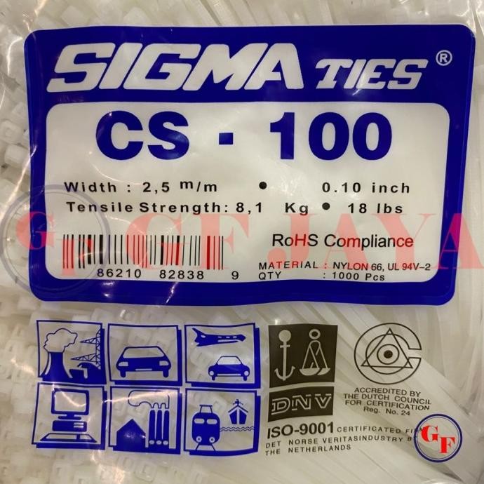 

tyS Kabel Ties Sigma CS 100 isi 1000 / 10cm Putih CS100 Cable Tie White