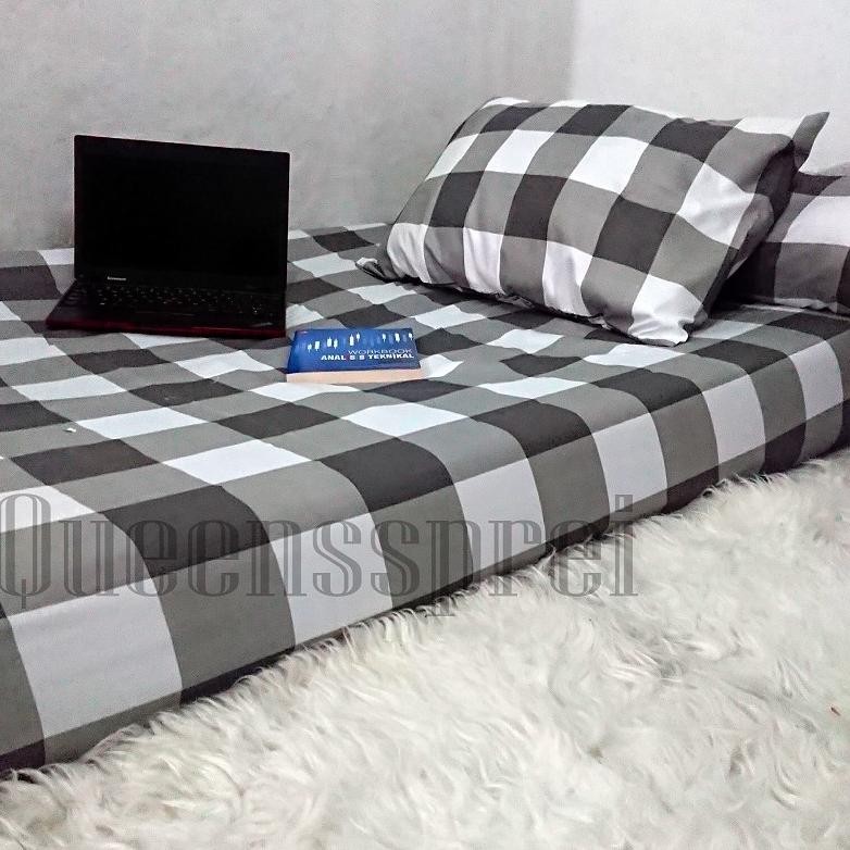 Sprei 100x200x20 motif kotak aesthetic korea kekinian murah bekualitas seprai kotak korea series