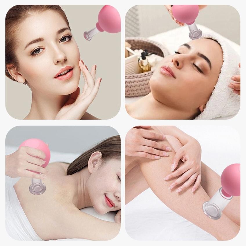 Premium 4Pcs Facial Cupping Cup Bekam Wajah -Alat Bekam Wajah-Cupping Bekam-Bahan Kaca Facial Vacuum