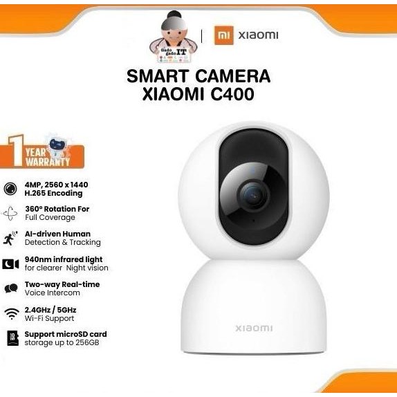 Xiaomi MI C400 IPCam Wifi 4MP 2.5K IP Camera Wireless Kamera CCTV 360