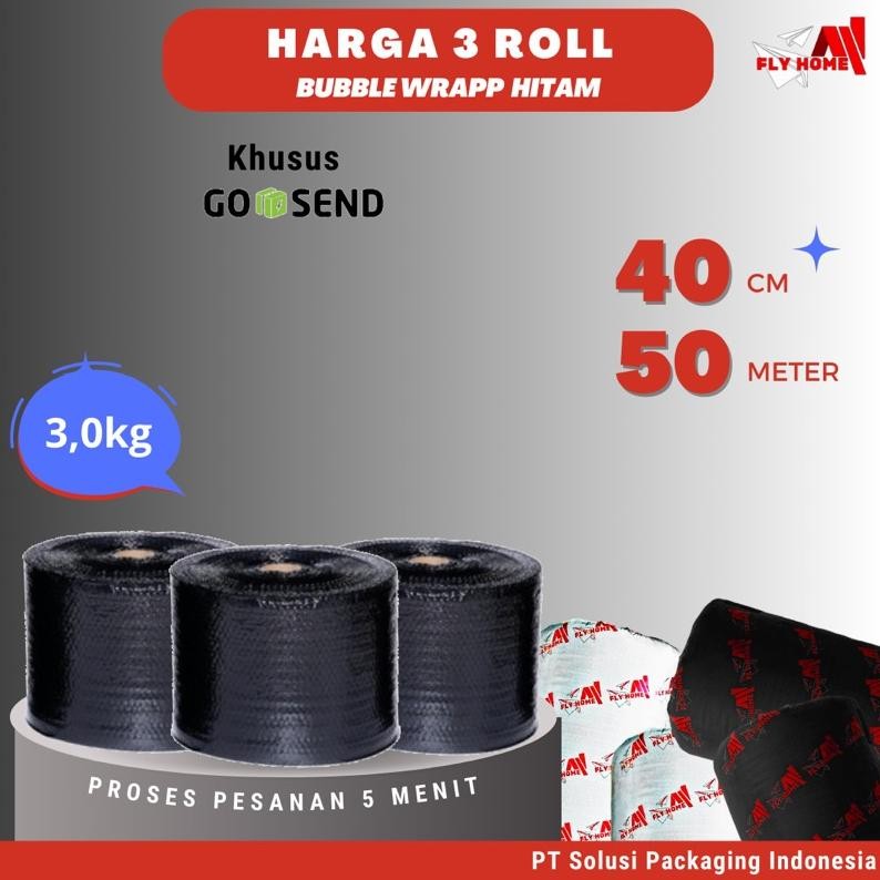 

baru !!! FLYHOME Bubble wrap potongan 40cm hitam 3kg 3 roll hitam 40x50meter
