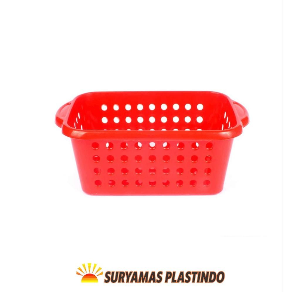 Keranjang Buah Sayur Plastik Persegi Kecil Serbaguna A2 Stock