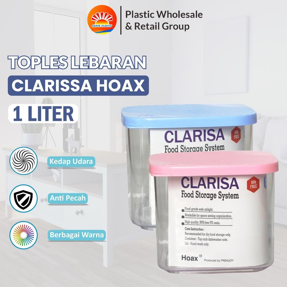 Toples Kue  Kerupuk Lebaran Plastik /Toples Serbaguna/Toples Clarissa / Frenjoy 1 Liter Hari Ini