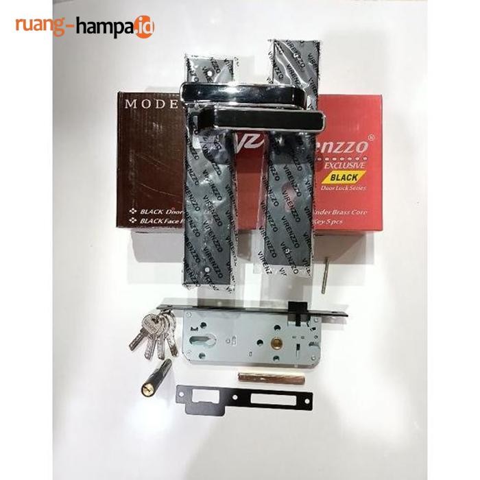 Baru Handle Kunci Pintu Besar Virenzzo Black Series Bp16Ls-Bc/Bc