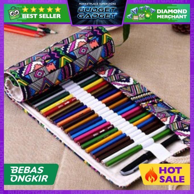 

Tas Tempat Pensil Gulung Canvas 48 Slot 20 x 56cm Case Pensil Warna