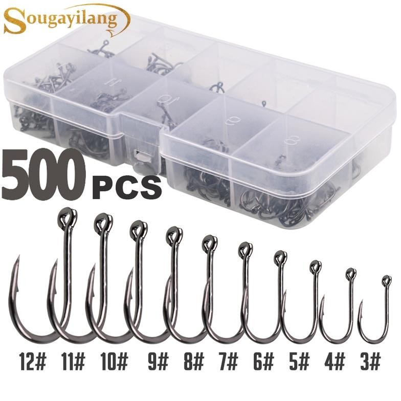 ''Terlaris" Sougayilang 00 Pcs Kail Pancing 3# - 12# 10 Ukuran Kail Tajam Dengan Kotak Kail Ikan Mas