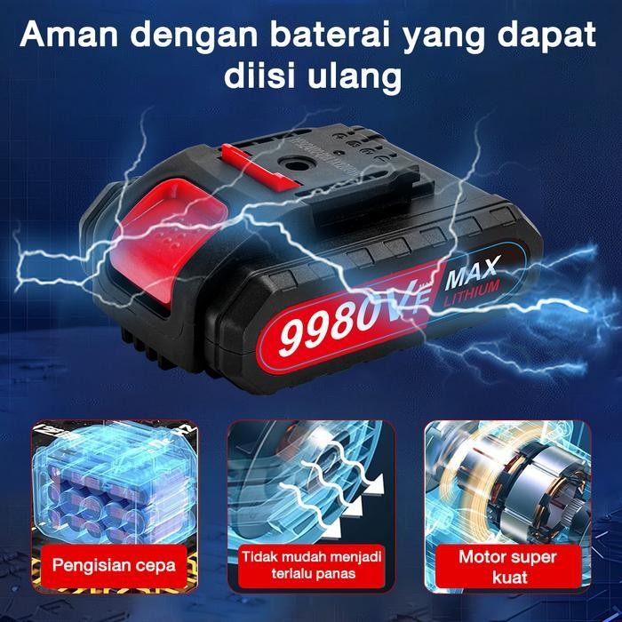 Impor Jepang 1800W Gergaji Listrik Mini Tanpa Kabel 6 Inci Gergaji Elektrik Genggam Portabel Untuk P